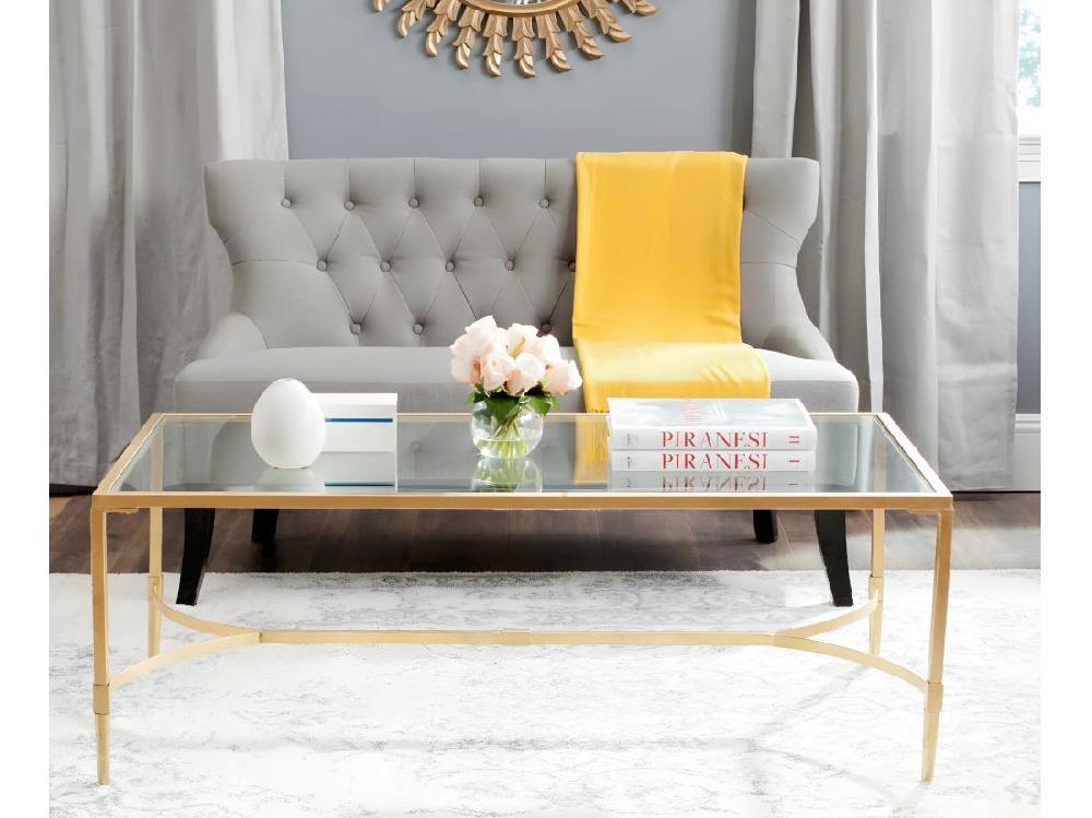 vente unique Table d'appoint Or et transparent 66 X 127 X 45.72 cm - Ferne