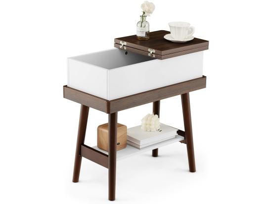 vente unique Table d’Appoint Plateau Rabattable à 2 Niveaux avec 4 Pieds en Bois en Caoutchouc 60 x 30 x 59 cm