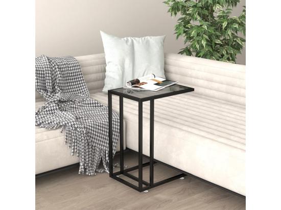 vente unique Table d'appoint pour ordinateur Noir 50x35x65 cm Verre trempé