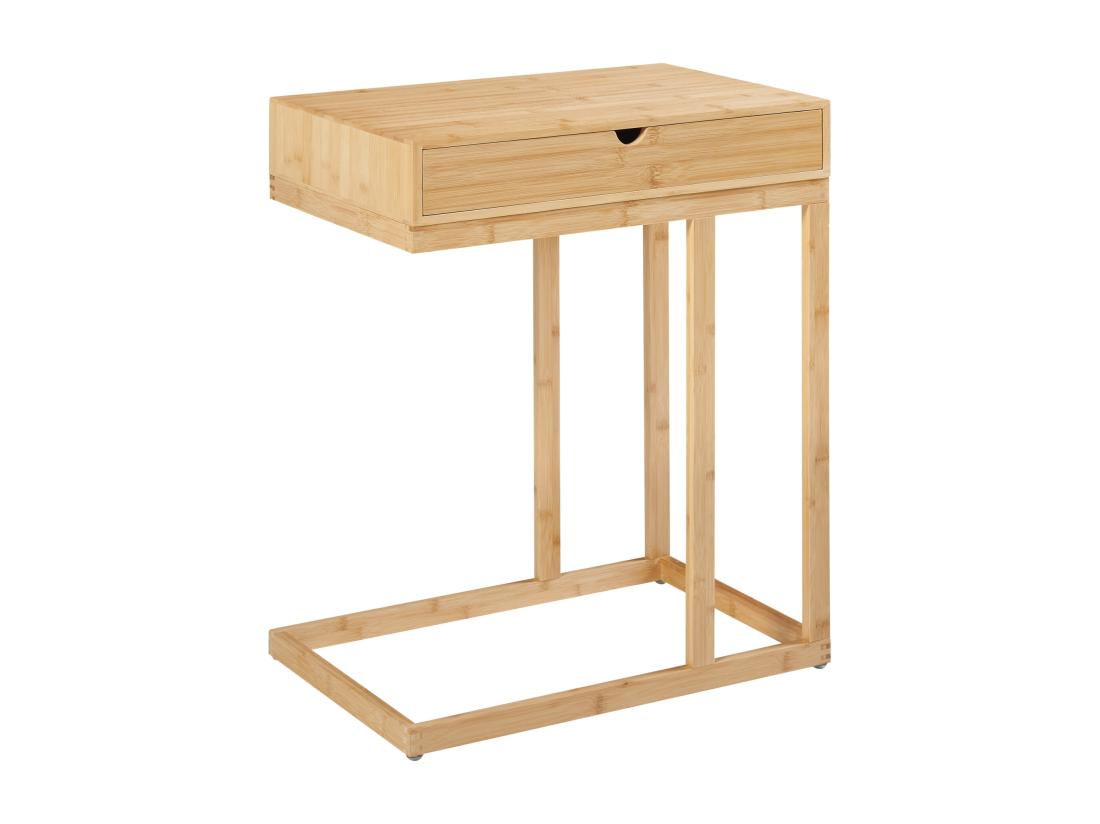 Vente Unique Table D'appoint Pour Ordinateur Portable Kåfjord Avec Tiroir Bambou 68 X 55 X 35 Cm Naturel [en.casa]