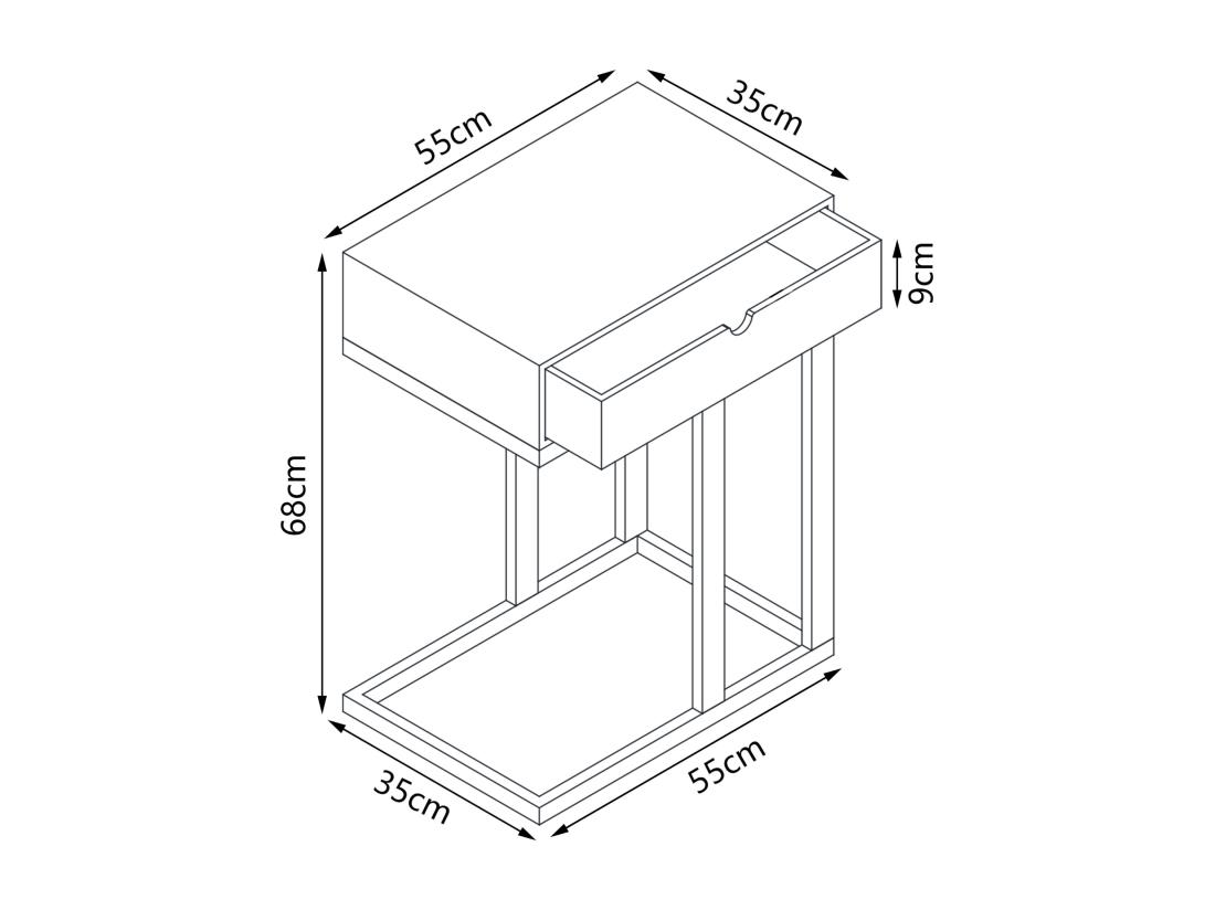 Vente Unique Table D'appoint Pour Ordinateur Portable Kåfjord Avec Tiroir Bambou 68 X 55 X 35 Cm Naturel [en.casa]
