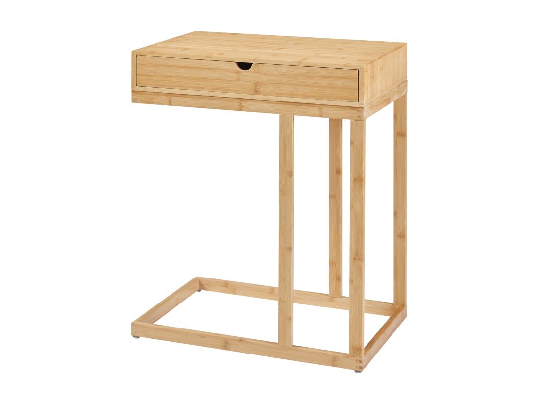 Vente Unique Table D'appoint Pour Ordinateur Portable Kåfjord Avec Tiroir Bambou 68 X 55 X 35 Cm Naturel [en.casa]