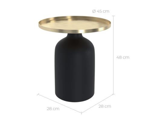 Vente Unique Table D'appoint Ronde En Métal Noir Et Laiton D45 Cm - Lyne