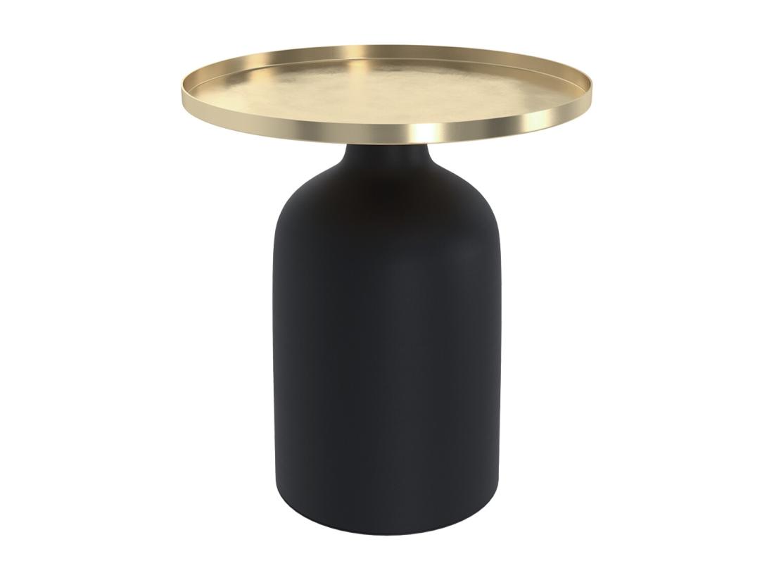 vente unique Table d'appoint ronde en métal noir et laiton D45 cm - Lyne