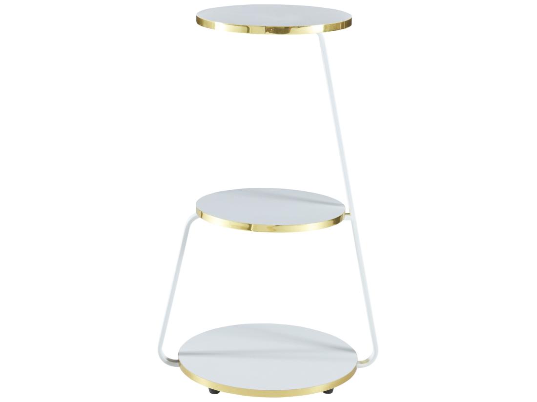 Vente Unique Table D'appoint Sipoo à 3 Niveaux 74 X 46 X 37 Cm Blanc / Doré [en.casa]