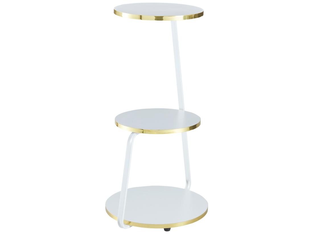 Vente Unique Table D'appoint Sipoo à 3 Niveaux 74 X 46 X 37 Cm Blanc / Doré [en.casa]