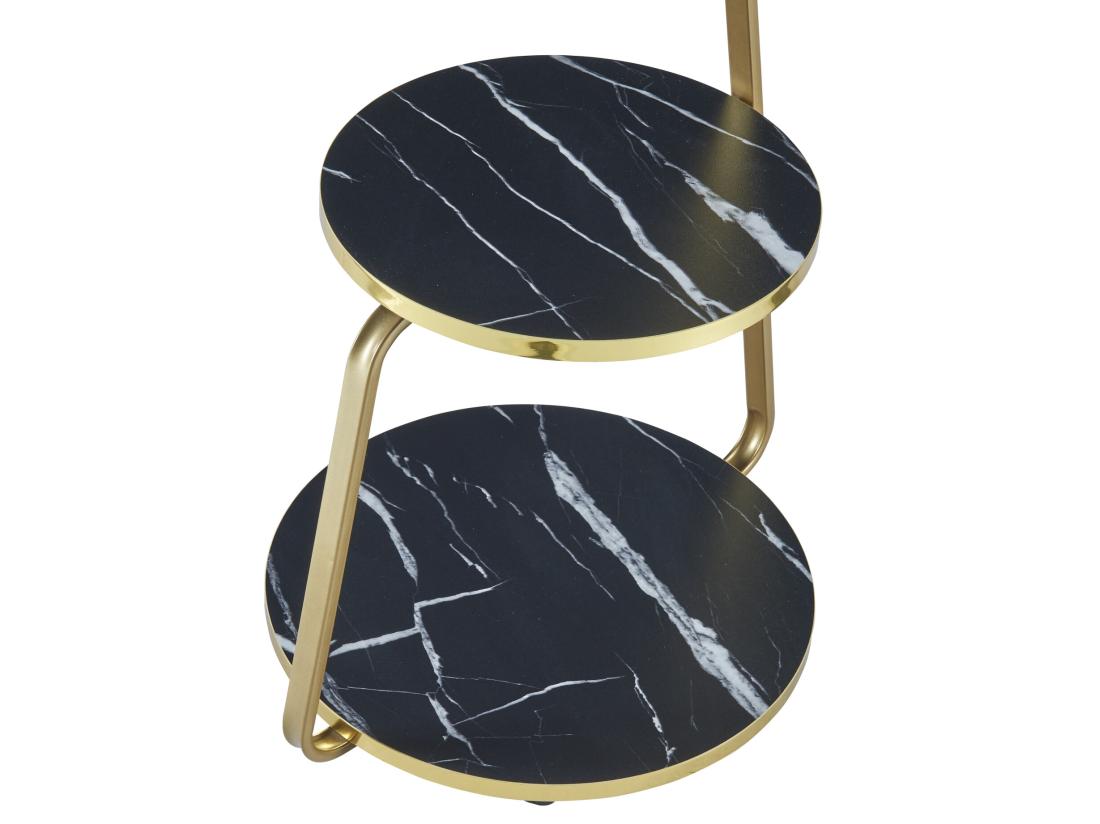 Vente Unique Table D'appoint Sipoo à 3 Niveaux 74 X 46 X 37 Cm Marbre Noir / Marbre Blanc / Doré [en.casa]