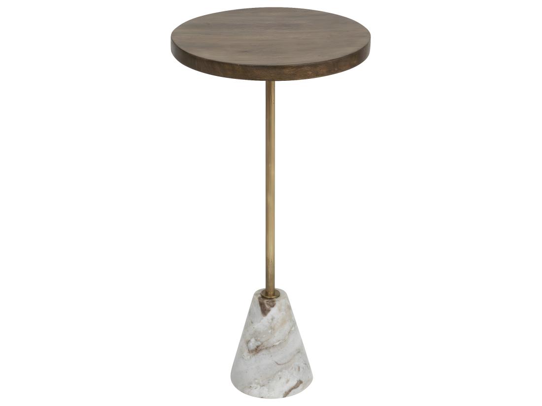 Vente Unique Table D'appoint Table à Café En Marbre Beige Et Bois De Manguier H 69 Cm