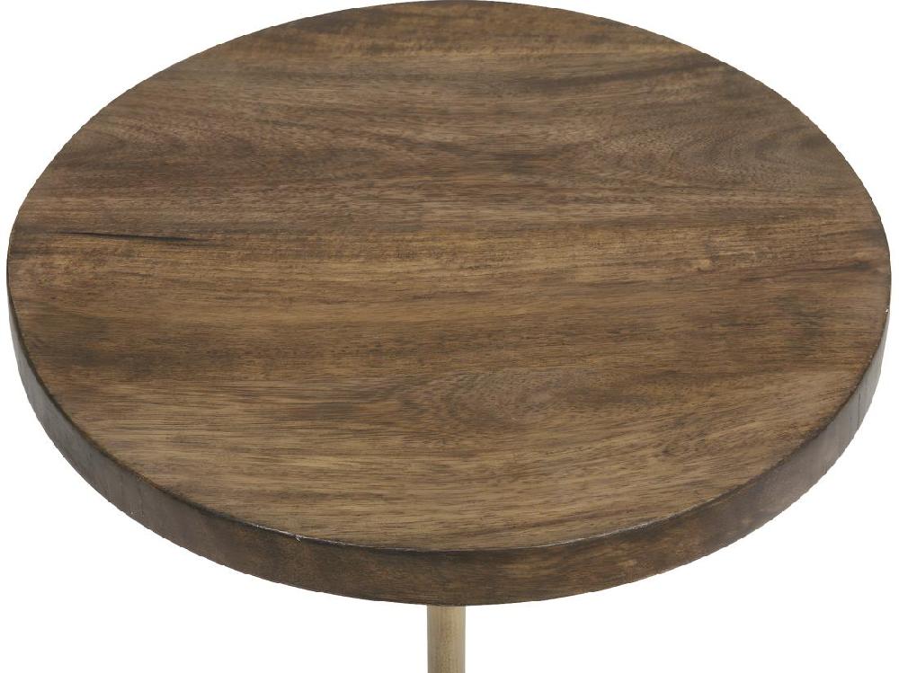 Vente Unique Table D'appoint Table à Café En Marbre Beige Et Bois De Manguier H 69 Cm
