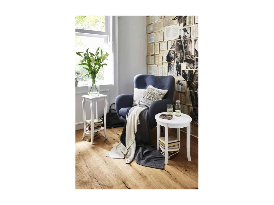 Vente Unique Table D'Appoint Vintage En Bois "Elsa" 51cm Blanc