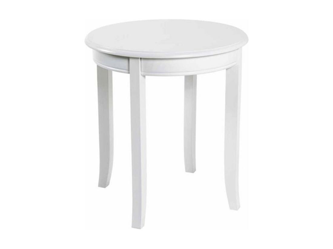 vente unique Table d'Appoint Vintage en Bois "Elsa" 51cm Blanc