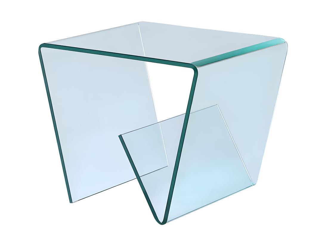 Vente Unique Table D'appoint ZENIA - Verre Trempé Courbé