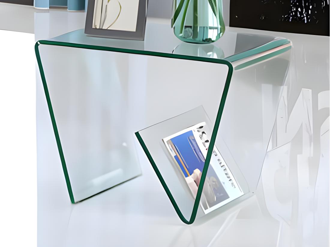 vente unique Table d'appoint ZENIA - Verre trempé courbé