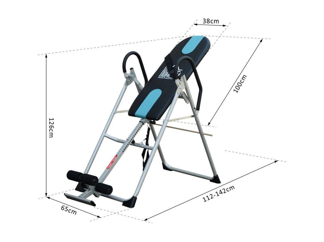 Vente Unique Table D'inversion De Musculation Pliable Ceinture De Sécurité Réglable Acier Coloris Argent Noir