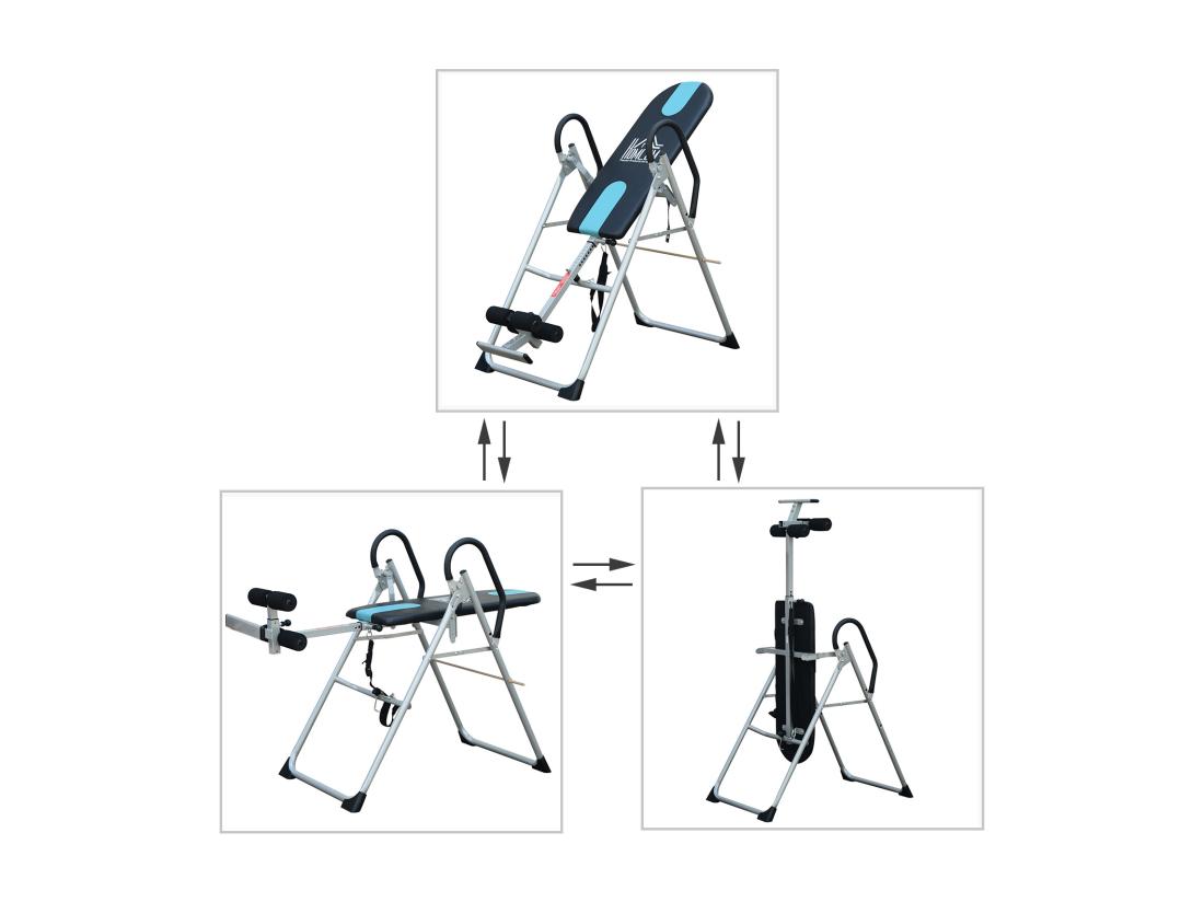vente unique Table d'inversion de musculation pliable ceinture de sécurité réglable acier coloris argent noir
