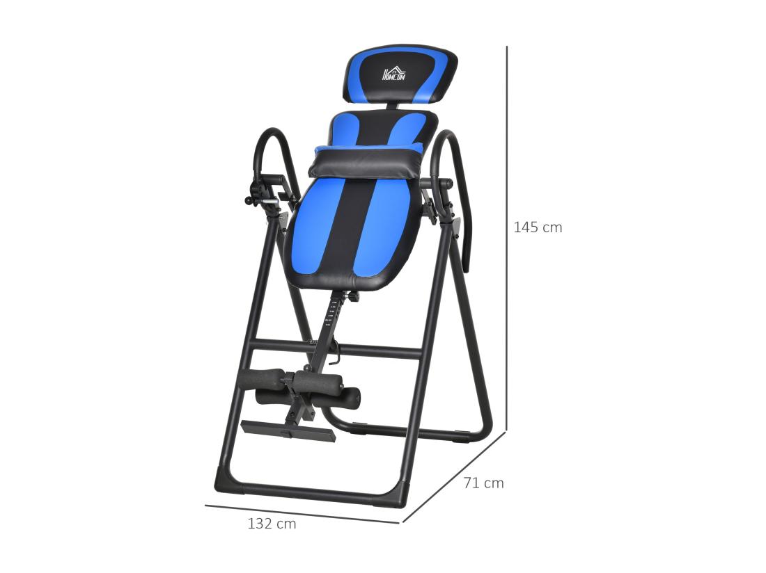 Vente Unique Table D'inversion Pliable Réglable Antidérapante Charge Max. 110 Kg Acier Synthétique Bleu Noir