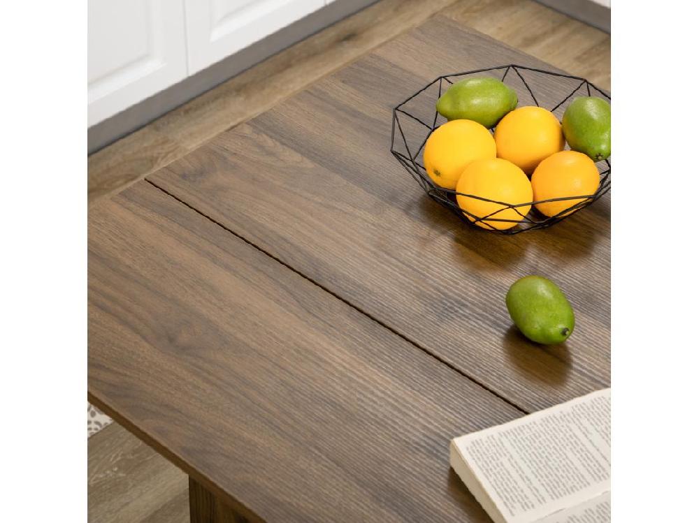 Vente Unique Table De Bar Extensible Design Industriel - 3 étagères Intégrées - Châssis Métal Noir Aspect Bois De Noyer