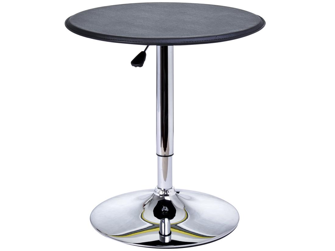 Vente Unique Table De Bar Table Bistro Chic Style Contemporain Table Ronde Hauteur Réglable 67-93 Cm Ø 63 Cm Plateau Pivotant 360° Métal Chromé PVC Noir