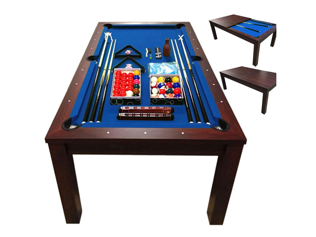 Vente Unique Table De Billard 7 Pieds Bleu Convertible En Table – Atlantis