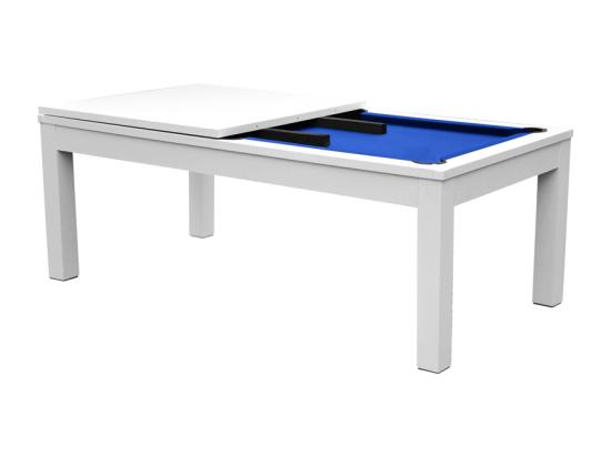 Vente Unique Table De Billard Convertible Blanche Tapis Bleu - Eddie