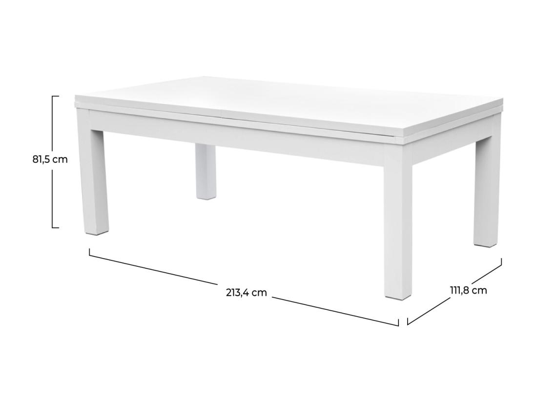 Vente Unique Table De Billard Convertible Blanche Tapis Bleu - Eddie