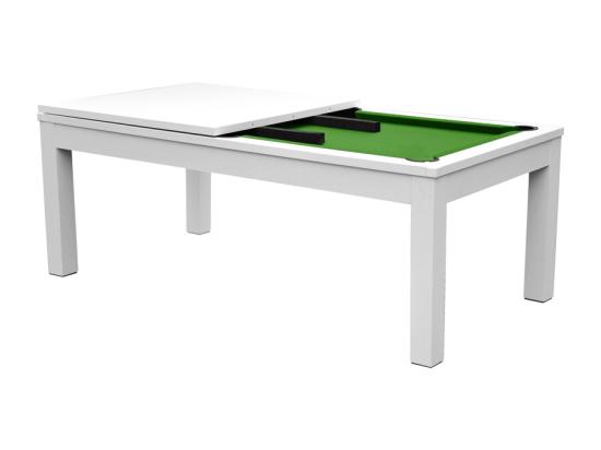 Vente Unique Table De Billard Convertible Blanche Tapis Vert - Eddie