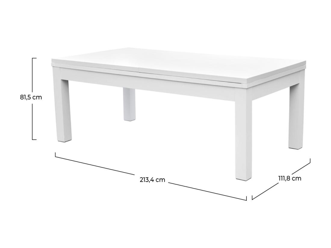 Vente Unique Table De Billard Convertible Blanche Tapis Vert - Eddie