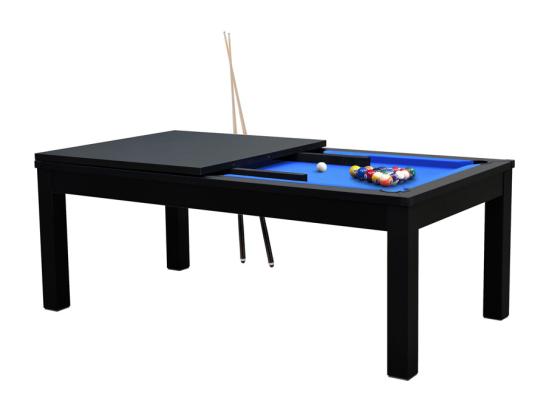 vente unique Table de billard convertible noire tapis bleu - Eddie