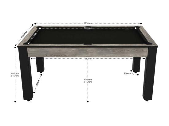 vente unique Table de Billard Convertible "Ohio" 185cm Noir & Gris