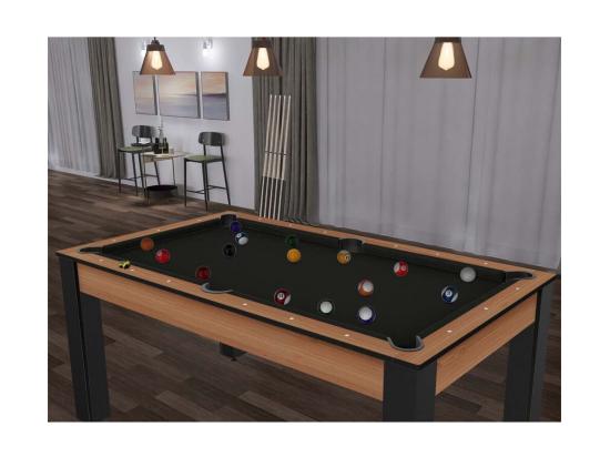 Vente Unique Table De Billard Convertible "Ohio" 185cm Noir & Hêtre