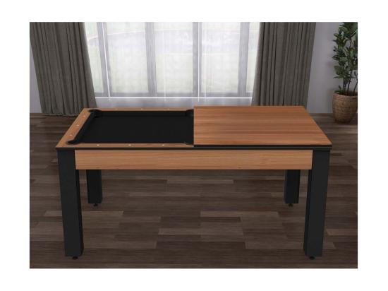 vente unique Table de Billard Convertible "Ohio" 185cm Noir & Hêtre