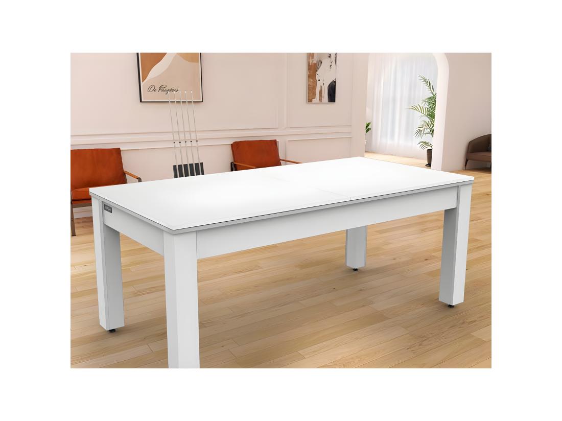 Vente Unique Table De Billard Convertible "Oregon" 213cm Blanc & Gris