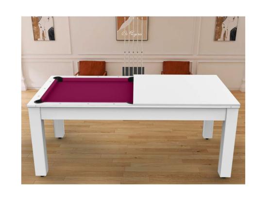 Vente Unique Table De Billard Convertible "Oregon" 213cm Blanc & Prune