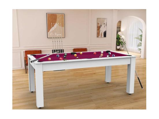 Vente Unique Table De Billard Convertible "Oregon" 213cm Blanc & Prune