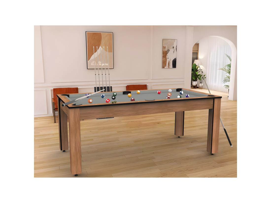Vente Unique Table De Billard Convertible "Oregon" 213cm Hêtre & Gris