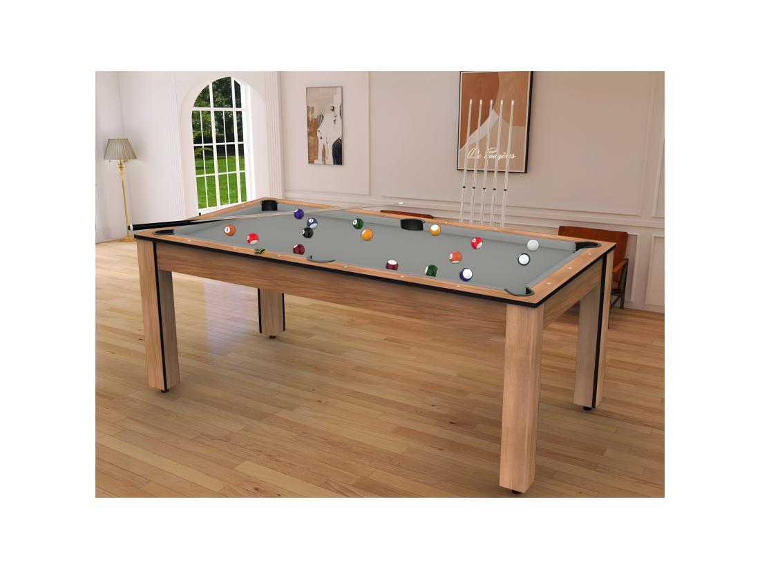 vente unique Table de Billard Convertible "Oregon" 213cm Hêtre & Gris