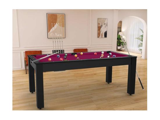 vente unique Table de Billard Convertible "Oregon" 213cm Noir & Prune