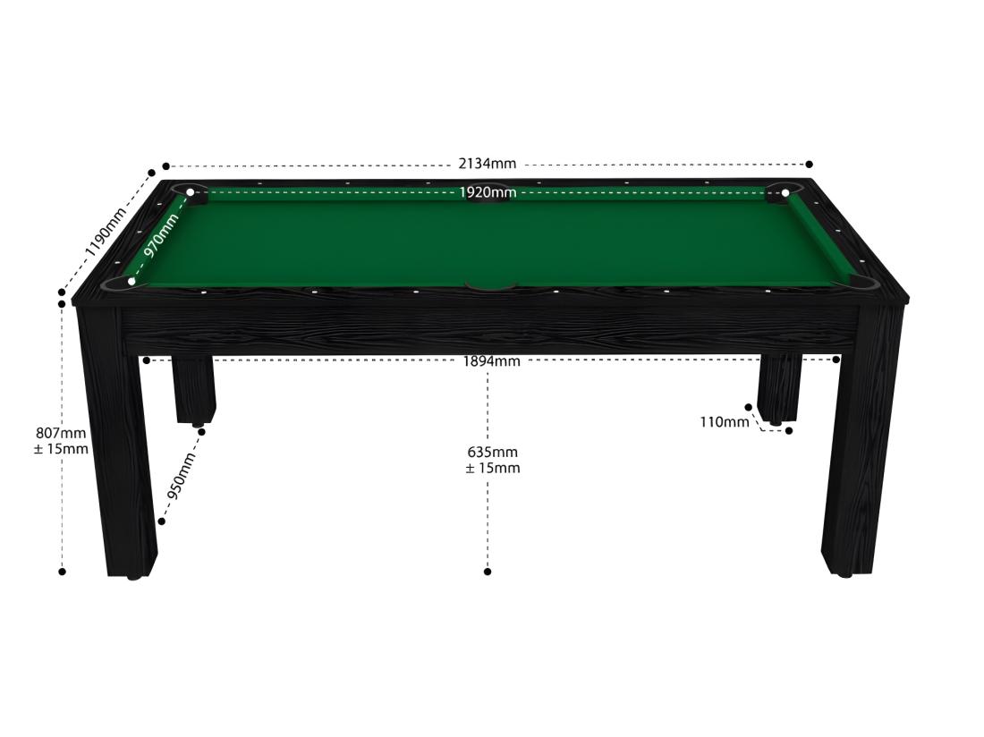 Vente Unique Table De Billard Convertible "Oregon" 213cm Noir & Vert