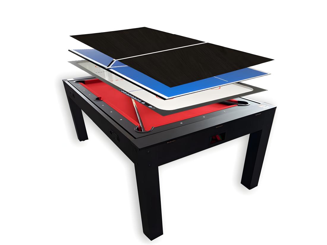 Vente Unique Table De Billard Multi-jeux 7 FT Rouge Air Hockey + Table De Tennis + Table Top – Rocket