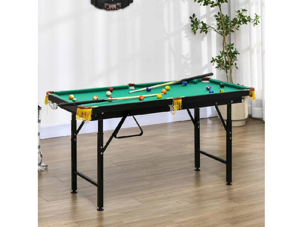 Vente Unique Table De Billard Pliable Hauteur Réglable Avec Accessoires - Dim. 140L X 60l X 55-75H Cm - Vert