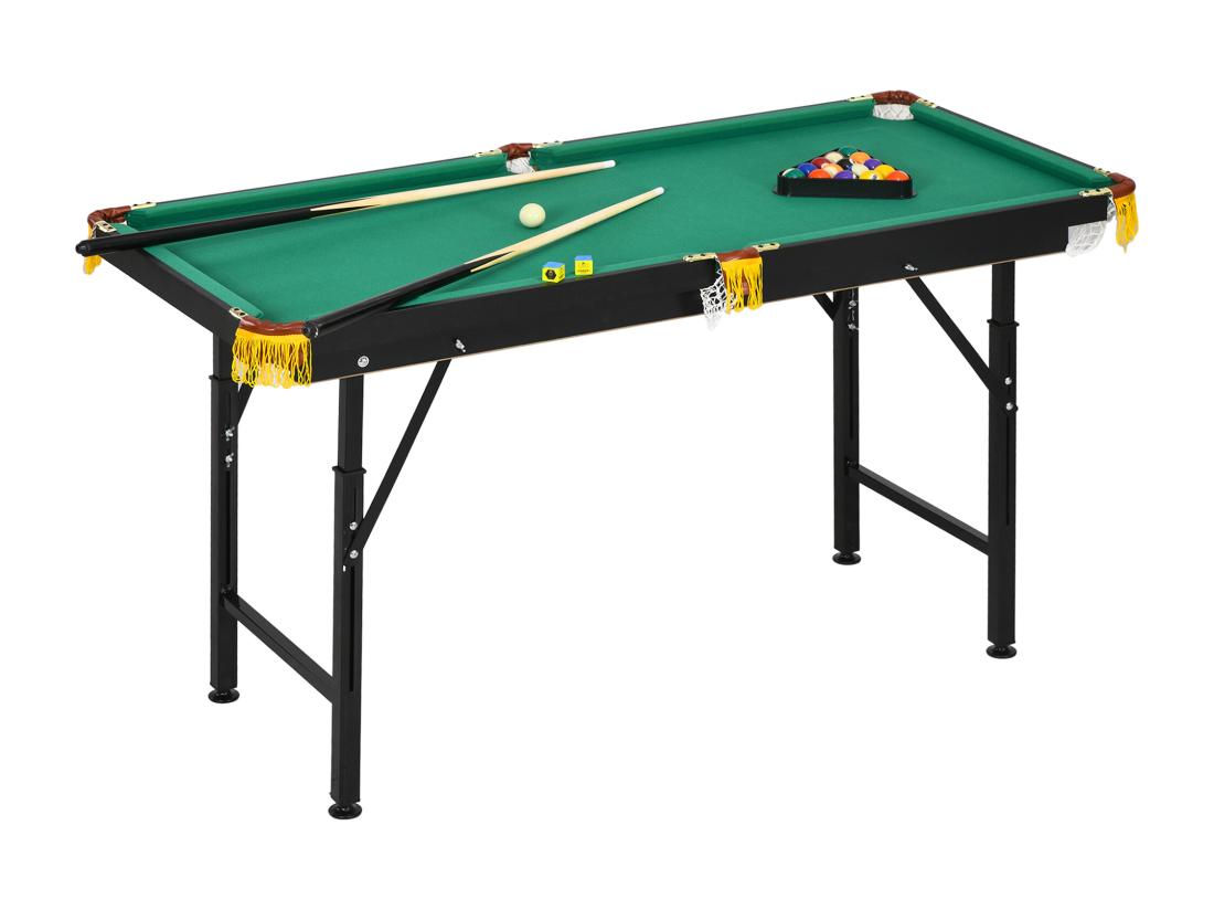 Vente Unique Table De Billard Pliable Hauteur Réglable Avec Accessoires - Dim. 140L X 60l X 55-75H Cm - Vert