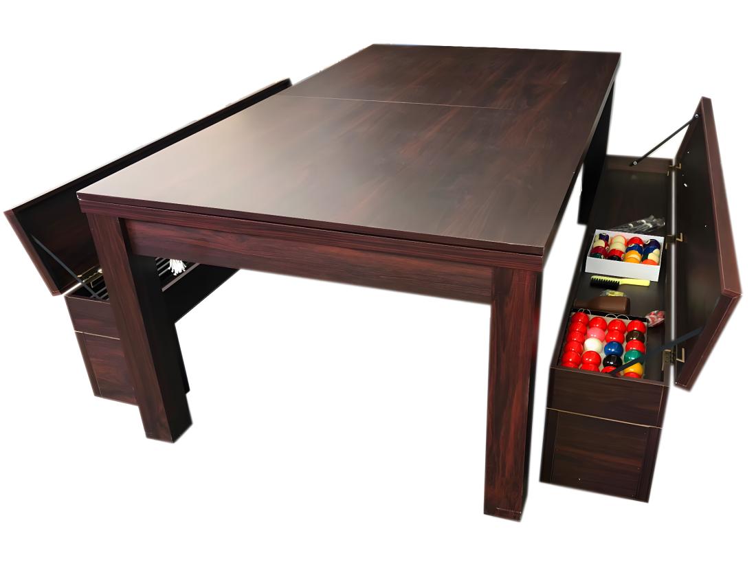 Vente Unique Table De Billard Rouge 7 Pieds Convertible Avec Banquettes – Etna