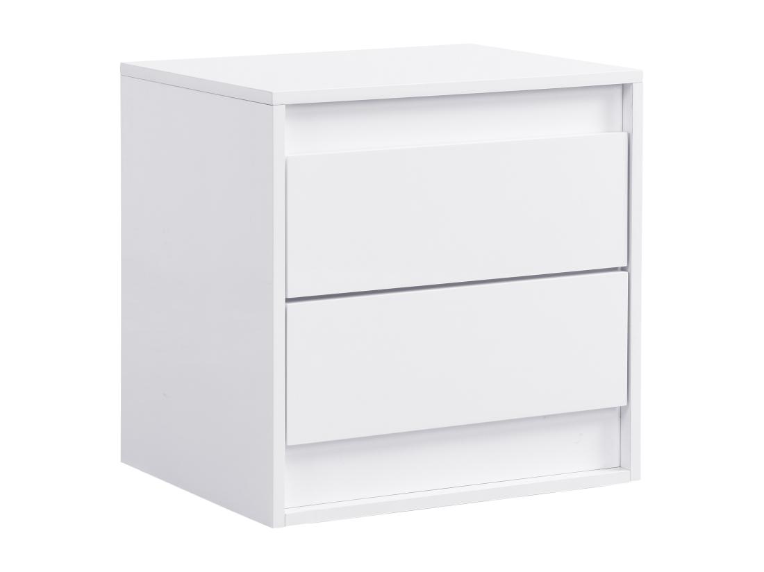 Vente Unique Table De Chevet 2 Tiroirs - Avec LEDs - MDF - Blanc - RUKALO
