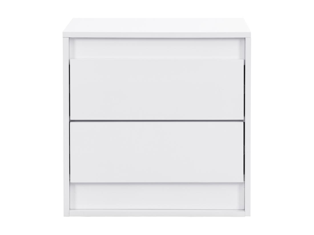 Vente Unique Table De Chevet 2 Tiroirs - Avec LEDs - MDF - Blanc - RUKALO