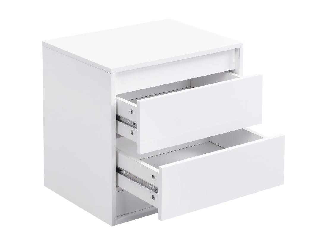 Vente Unique Table De Chevet 2 Tiroirs - Avec LEDs - MDF - Blanc - RUKALO