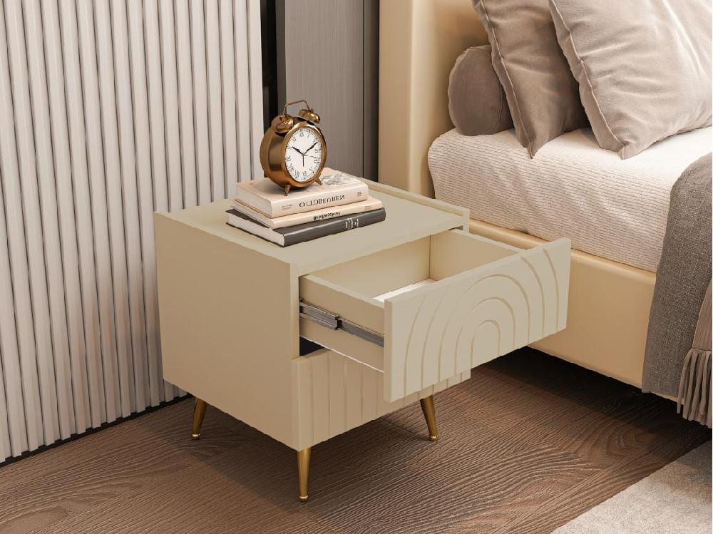 Vente Unique Table De Chevet 2 Tiroirs - Beige - NORSIM De Pascal Morabito