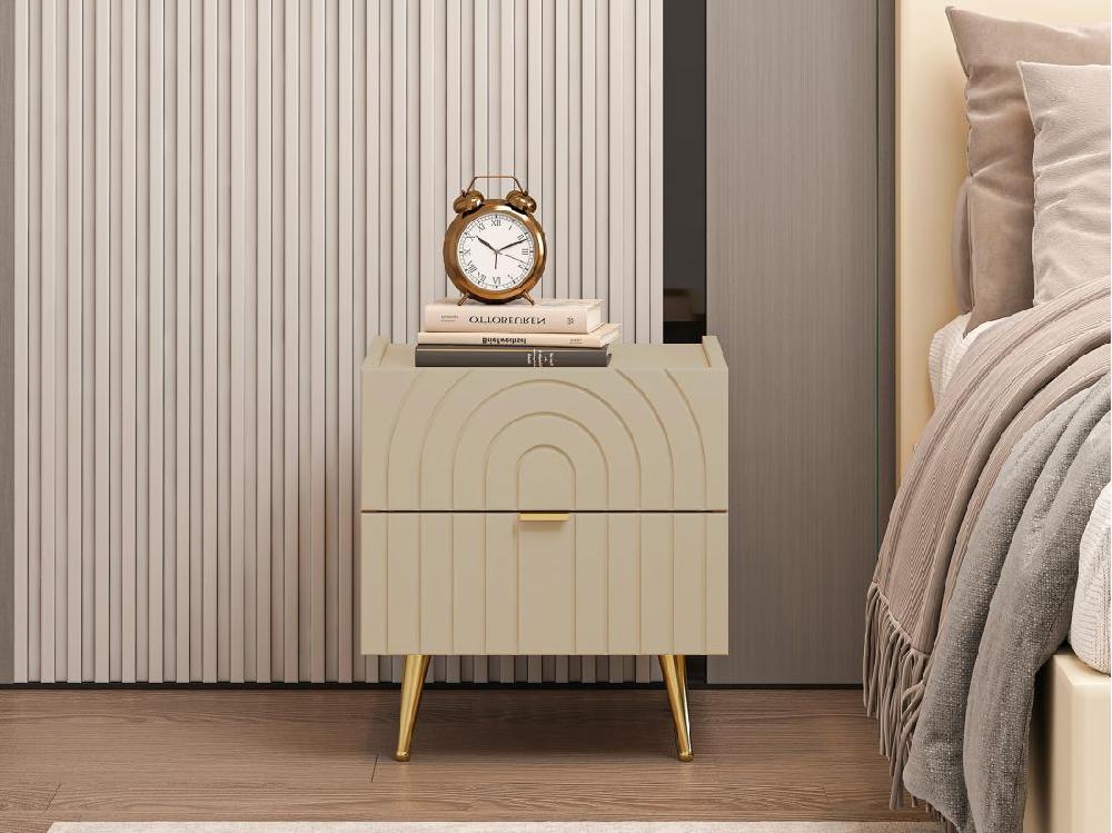 Vente Unique Table De Chevet 2 Tiroirs - Beige - NORSIM De Pascal Morabito