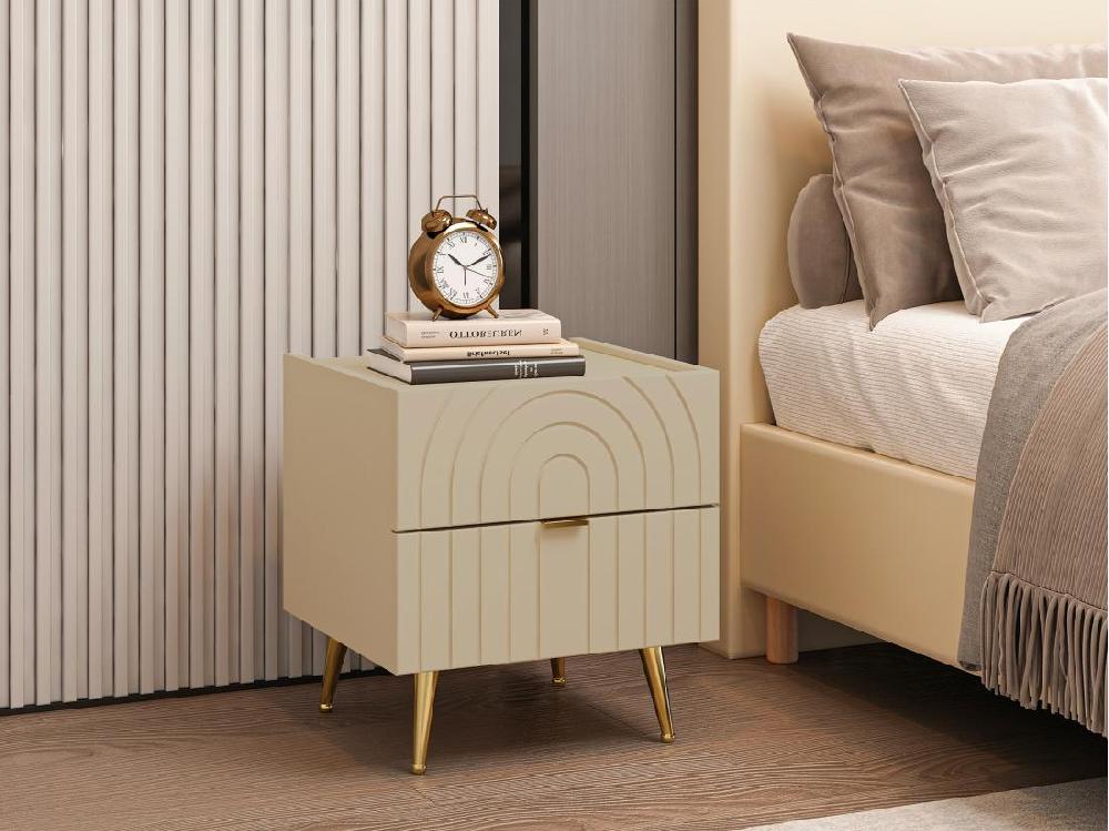 vente unique Table de chevet 2 tiroirs - Beige - NORSIM de Pascal Morabito