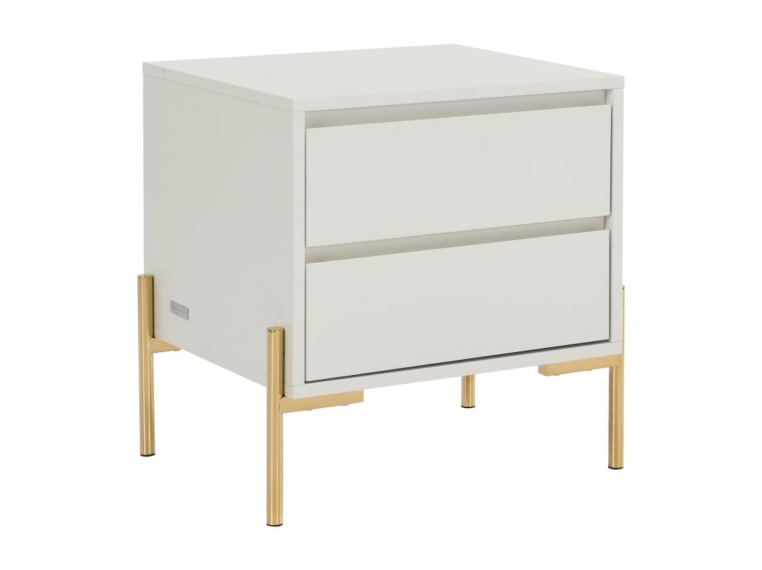 Vente Unique Table De Chevet 2 Tiroirs - MDF Et Métal - Beige Et Doré - KORASA De Pascal Morabito