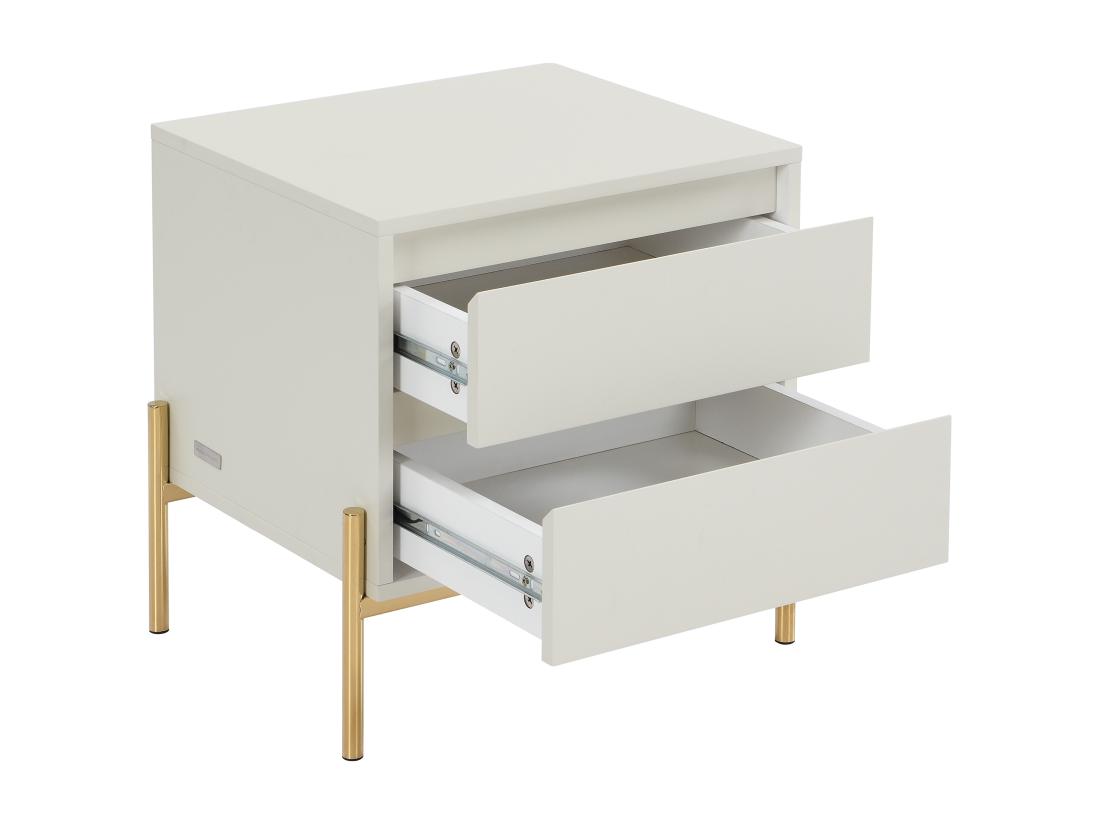 Vente Unique Table De Chevet 2 Tiroirs - MDF Et Métal - Beige Et Doré - KORASA De Pascal Morabito